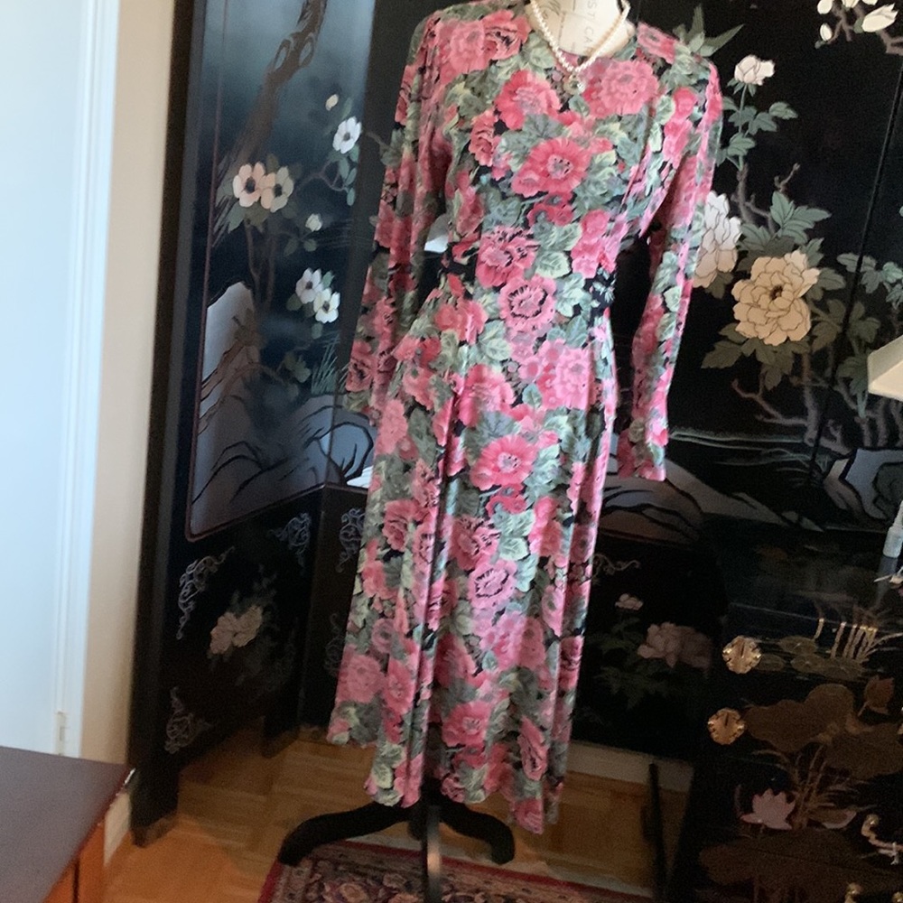 Carole Little Vintage Rare Floral BOHO Grandma Core  Ruffle Long Sleeve .